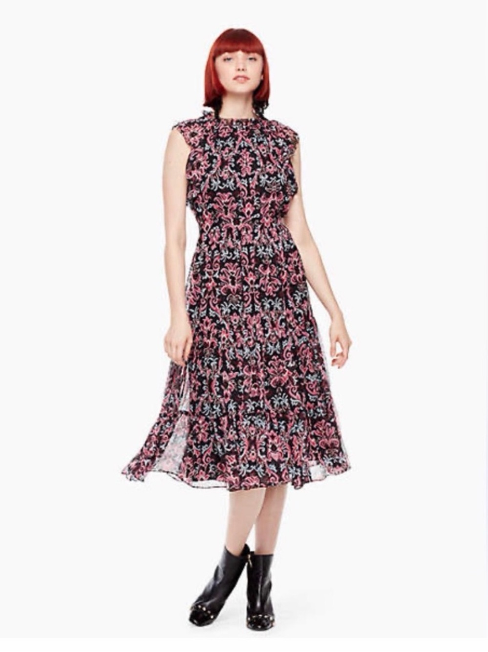 Kate Spade New York Silk Ruffle Midi Dress